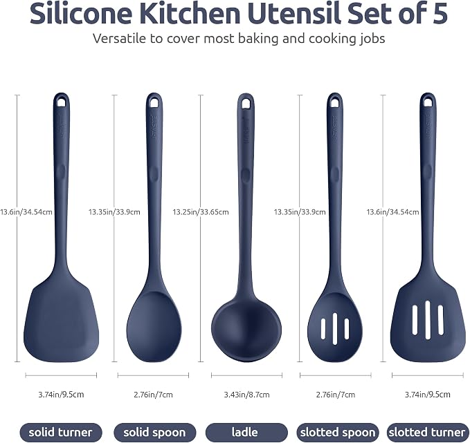Silicone Kitchen Cooking Utensil Set: U-Taste High Heat Resistant 13.6in - Image 2
