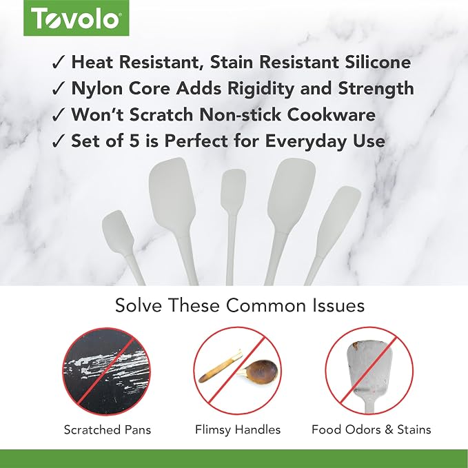 Tovolo Flex Core 5 Piece Silicone Spatula Set Heat Resistant All Silicone - Image 3