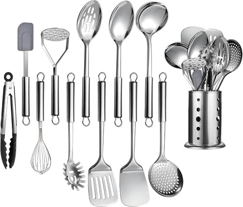 12 Pcs Stainless Steel Cooking Utensils Set, Metal Kitchen Tools Include by Unknown