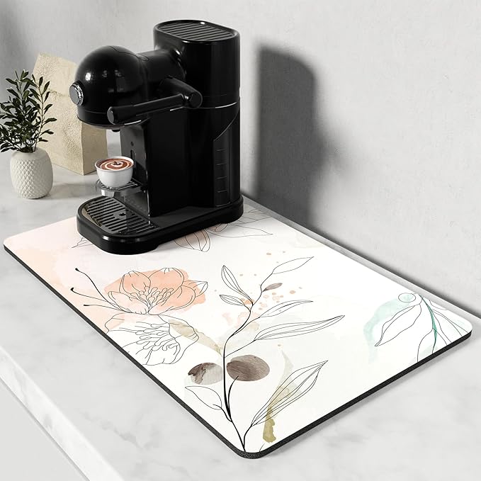 Rnivvi Coffee Mat, Hide Stain Rubber Backed Absorbent Dish Drying Pad by Rnivvi