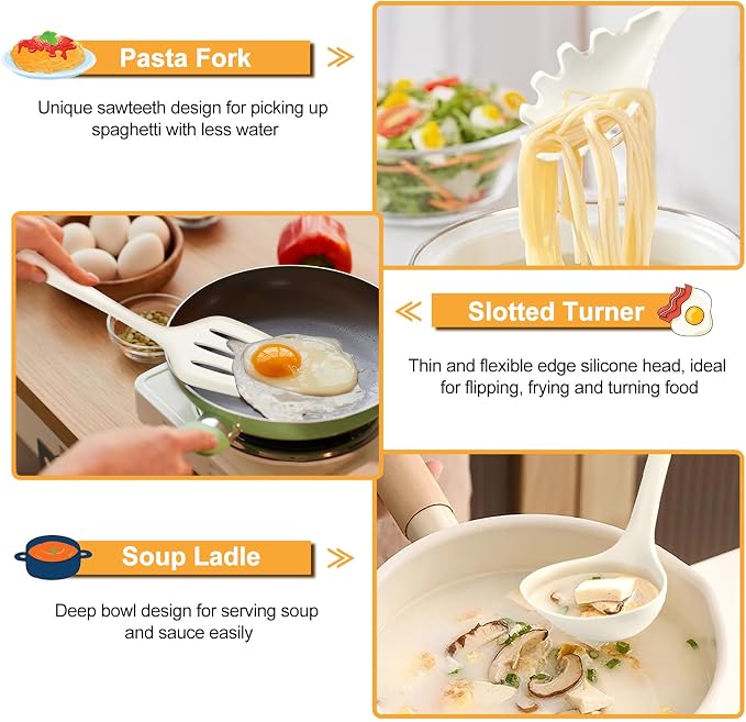 TeamFar Silicone Cooking Utensils Set, 7-Piece Heat Proof Kitchen Utensils Set - Image 5