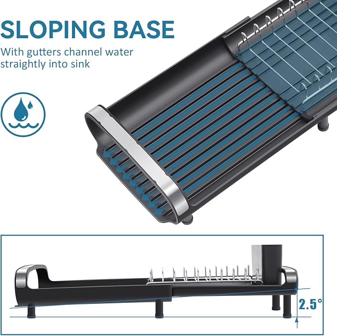 Small Dish Drying Rack, Mini Expandable Compact Dish Rack, Slim Extendable - Image 5