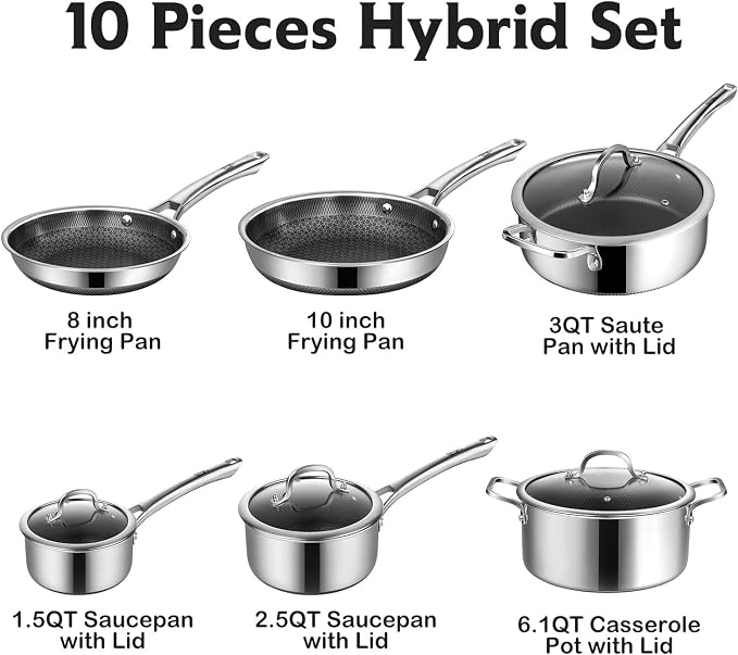 SNOWCLAD Pots and Pans Set Non Stick, Non Stick Frying Pans, Saute Pan & Stock - Image 4