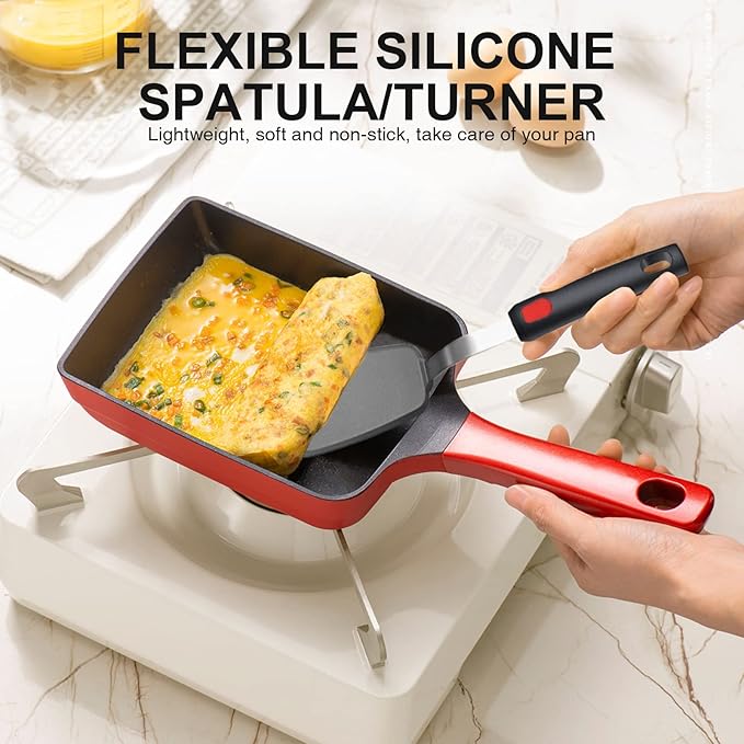 4PCS Flexible Silicone Spatula Turner Set and Kitchen Food Tongs - Image 2