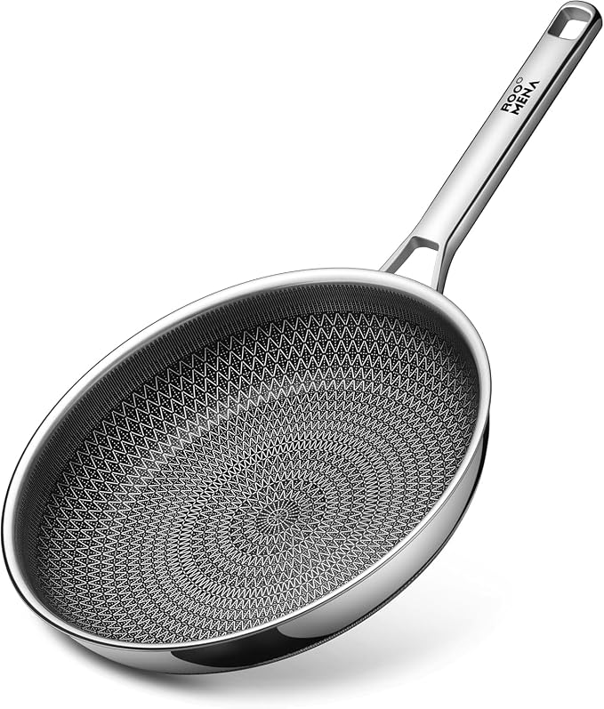 Non Stick Frying Pans Hybrid Ceramic, 12 Inch Tri-Ply Stainless Steel Skillet by Roomena