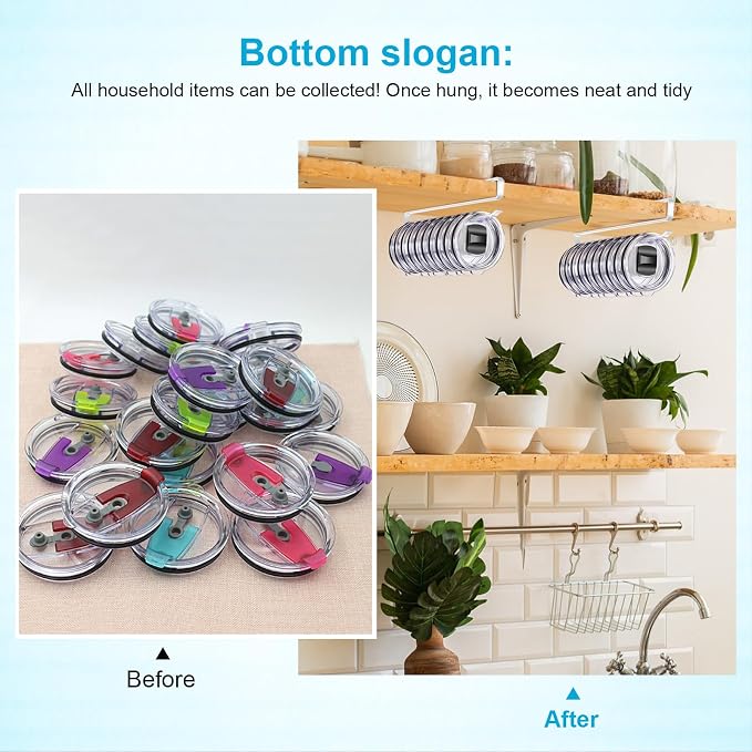 2pack Tumbler Lid Organizer for Corner Cabinets, Space-Saving Cup Holder - Image 7