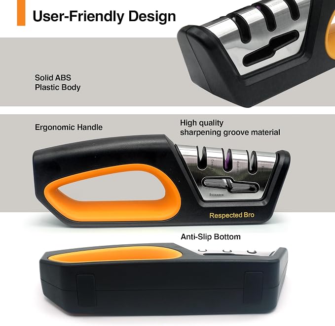 RESPECTED BRO 4-in-1 Knife and Scissors Sharpener, Premium Kitchen Knife - Image 6