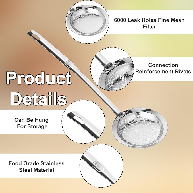 Fine Mesh Stainless Steel Sieve Colander, Mesh Strainer - Image 6