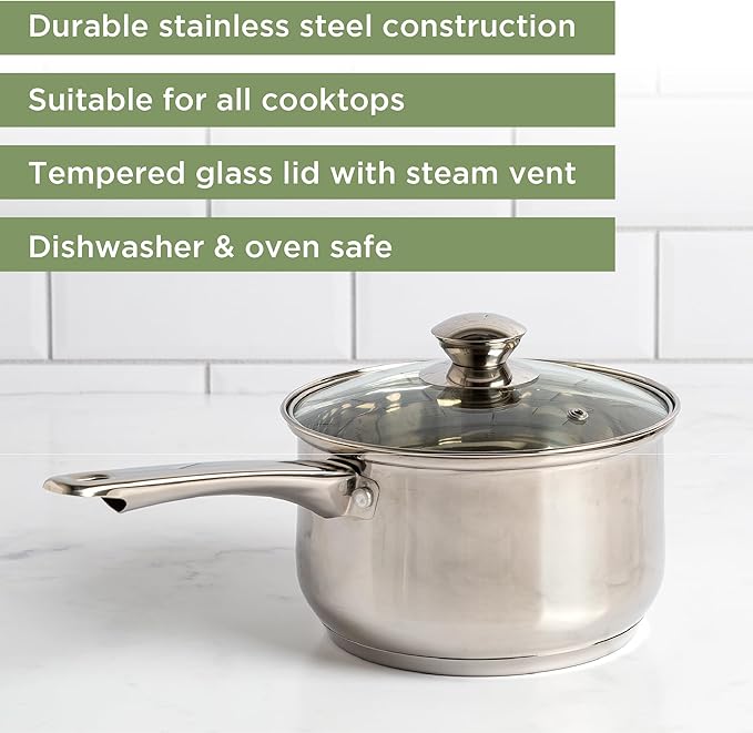 Ecolution Stainless Steel Sauce Pan, Encapsulated Induction Ready Cooking Pot - Image 2