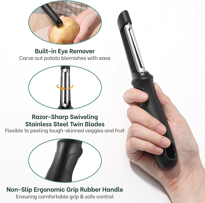 Beneno Swivel Vegetable Peeler, Razor-Sharp Smooth Peeling Potato Peelers - Image 3