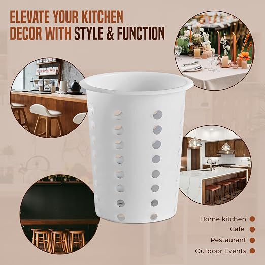 OCS Parts Perforated Utensil Drying Cups | White | Set of 3 | Plastic Flatware - Image 6