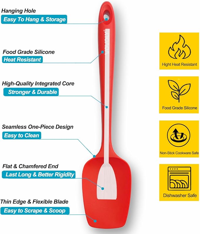 Silicone Spatula Set, High Heat Resistan Rubber Spoon Spatula, Non-Stick - Image 2
