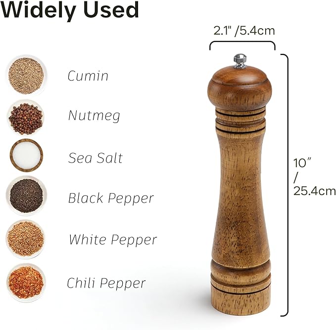 Wood Salt and Pepper Grinder, Salt Grinder and Pepper Mill, Oak Wood Shakers - Image 5