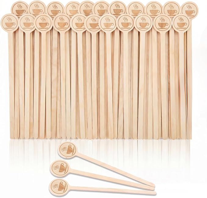 100Pcs Coffee Stirrers-5.9 Inch Natural Wooden Stir Sticks by Rclxl
