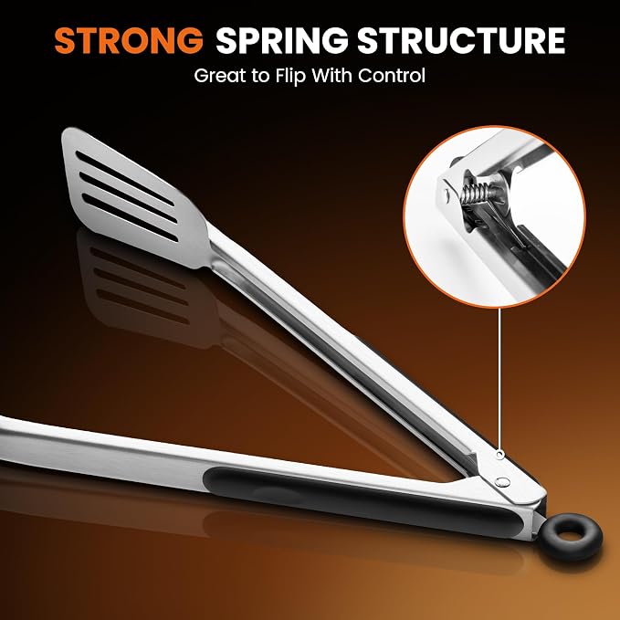 Kitchen Tongs for Cooking, Stainless Steel Spatula Tongs Locking Metal Tongs - Image 5