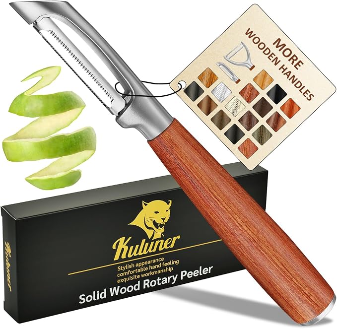 KULUNER，Premium High-End Rosewood Handle and 304 Stainless Steel Serrated Blade by KULUNkitchentoolstheperfectcookingexpert