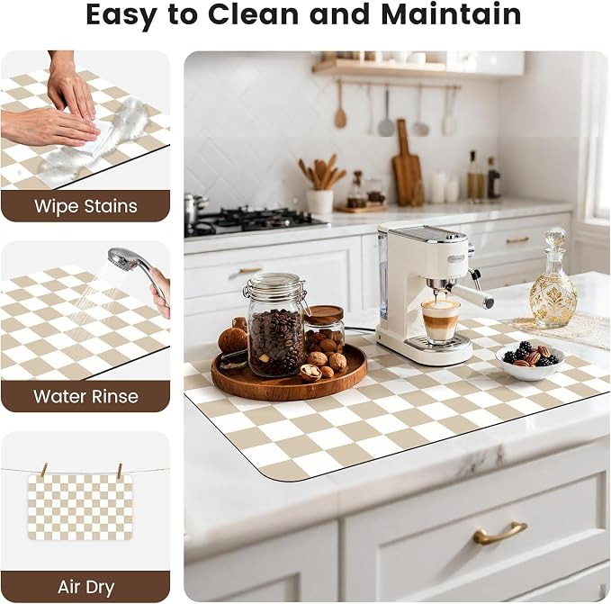 17" x 32" Checkered Dish Drying Mat - Image 7