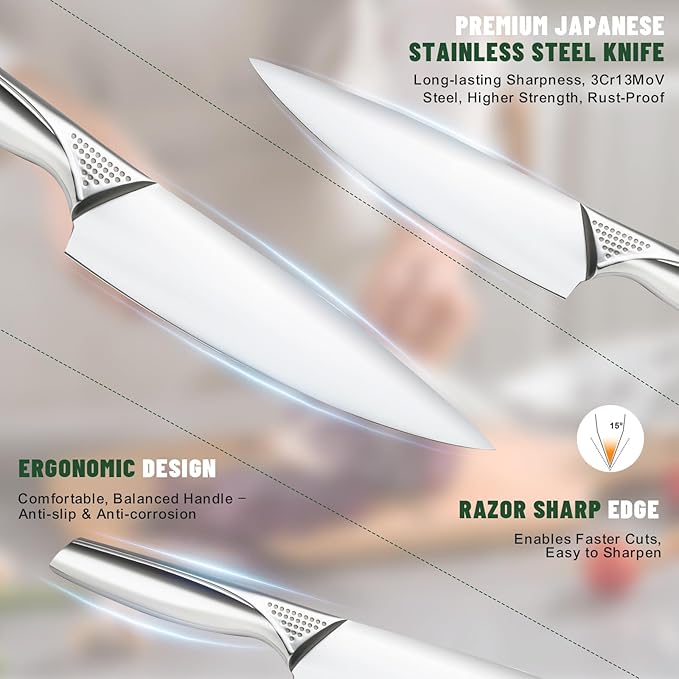 Knife Set, EWFEN 14-Piece Kitchen Knife Set - Image 5