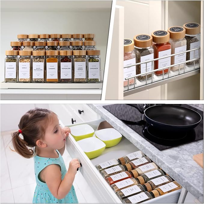 DIMBRAH Spice Jars with Label 24Pcs, Seasoning Containers, Glass Spice Jars - Image 4