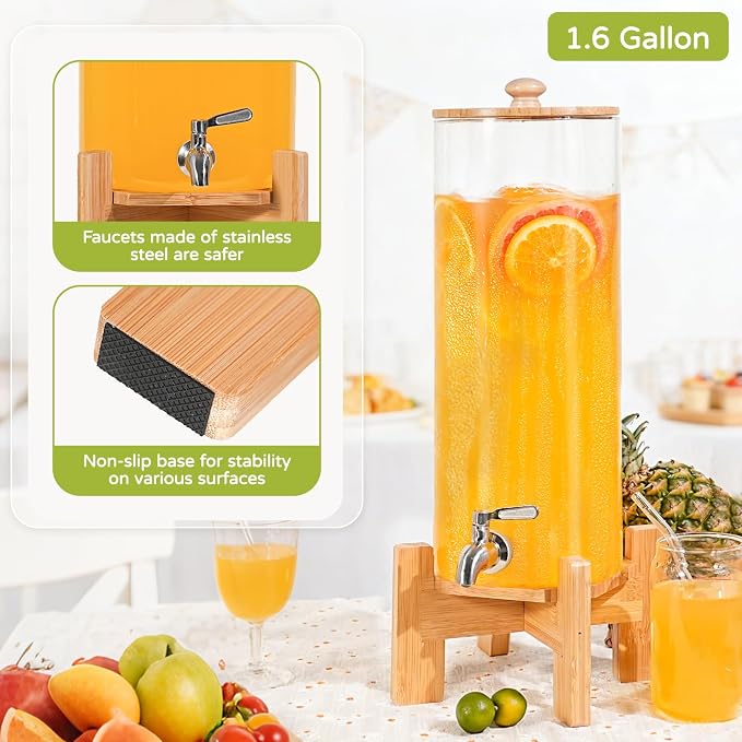 MOBYKE 2 PCS 1.6 Gallon Drink dispenser, Large Water Glass Beverage Dispenser - Image 2
