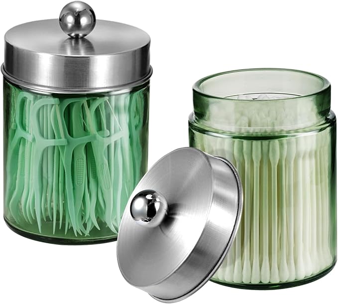 3 Pack Apothecary Jar Canisters Bathroom Vanity Organizer - Image 2