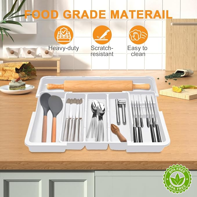 Homecor Kitchen Drawer Organizer Large Expandable Silverware Organizer - Image 8