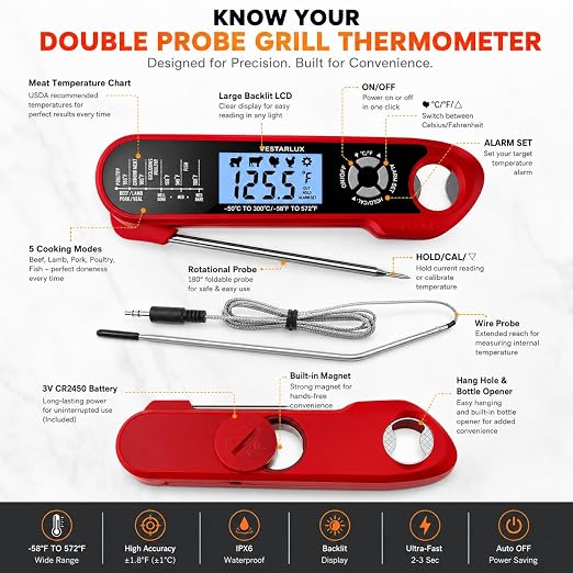 Digital Instant Read Meat Thermometer Waterproof Kitchen Food Cooking - Image 4