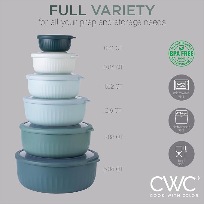 COOK WITH COLOR Prep Bowls with Lids- Wide and Deep Nesting Plastic Small - Image 3