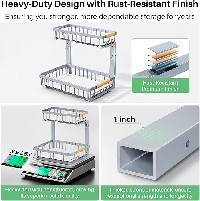 Kitstorack Under Sink Organizer, 2 Tier Under the Sink Storage, Slide out Pull - Image 5