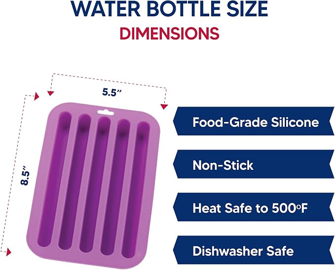 HIC Kitchen Silicone Water Bottle Ice Tray, Each Tray Makes 5 Long Ice Sticks - Image 5