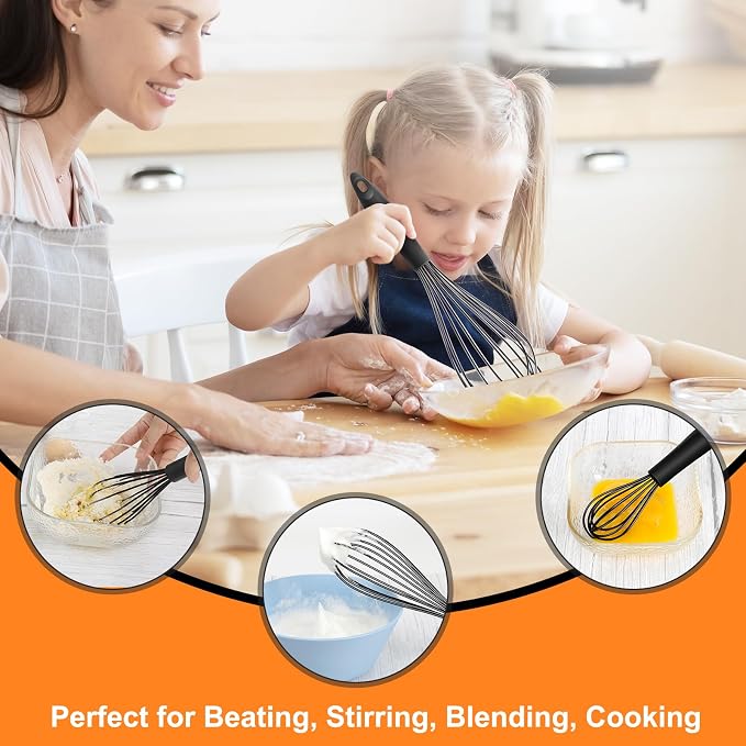 HOTEC 4 Pieces Silicone Whisks Set, Wire Balloon Whisks Egg Beater, Non-slip - Image 4