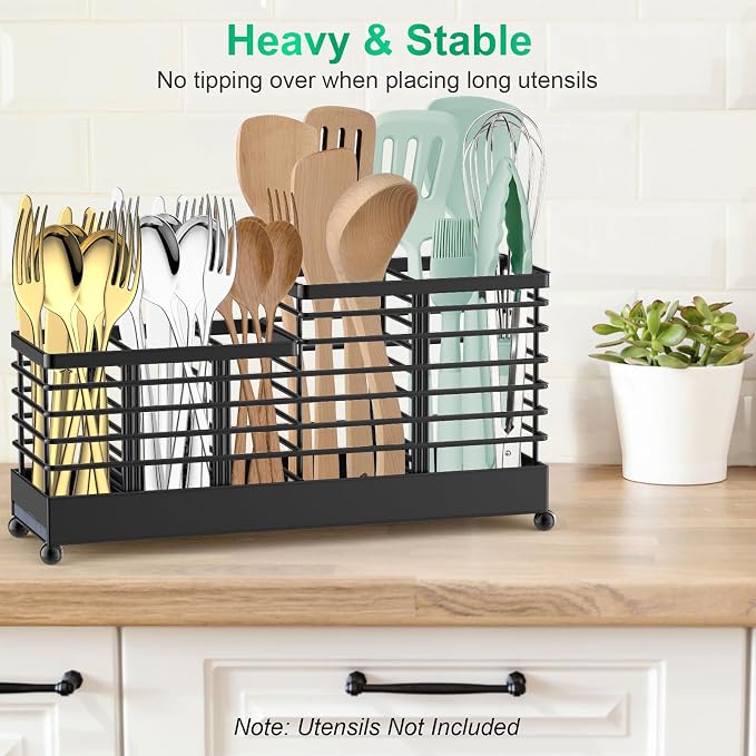 TomCare Utensil Holder with Water Absorbent Diatomite Stone 3 Removable - Image 6