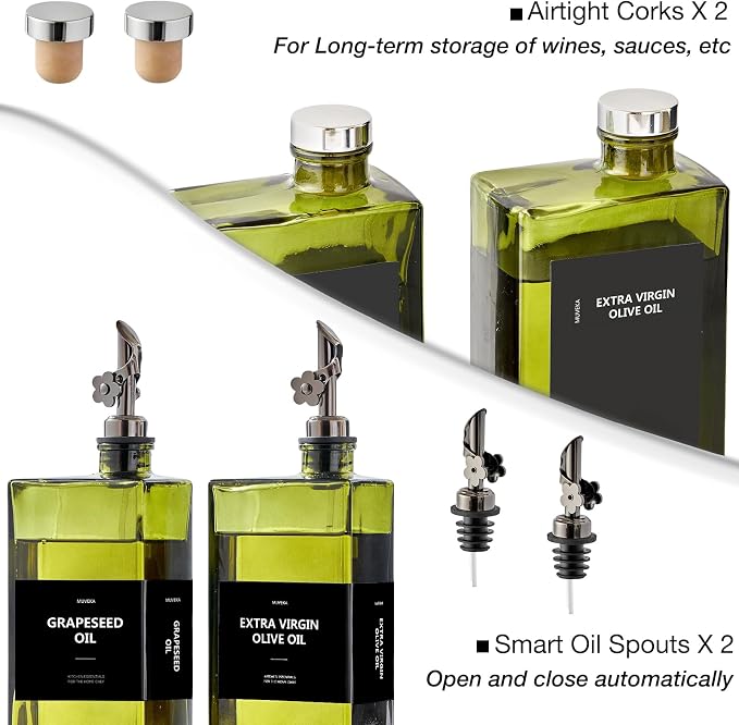 Olive Oil Dispenser Bottle for Kitchen, 16.9oz /500ml Cooking Vinegar Dispenser - Image 5