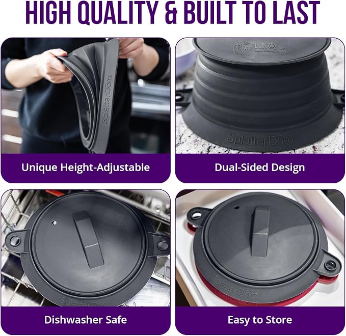 L.I.Q Silicone Splatter Guard – Fits 8 and 10 Inch Pots – Microwave Safe and - Image 4
