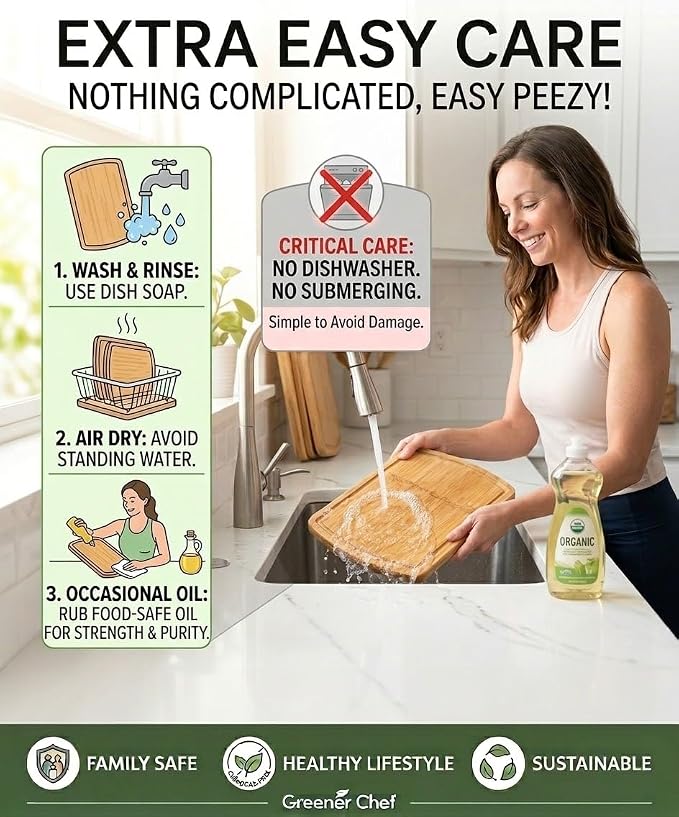 Greener Chef Luxury Bamboo Cutting Board Set of 3 - Image 5