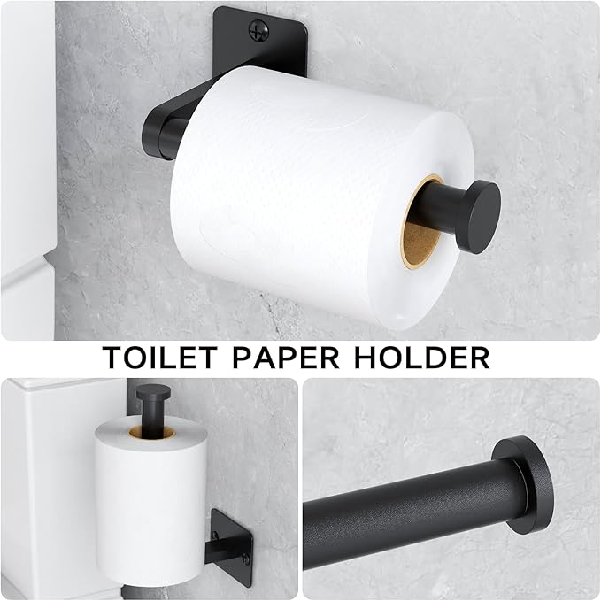 Matte Black Bathroom Accessories Set, KLJKPA 4 Pieces Bathroom Hardware Set - Image 4