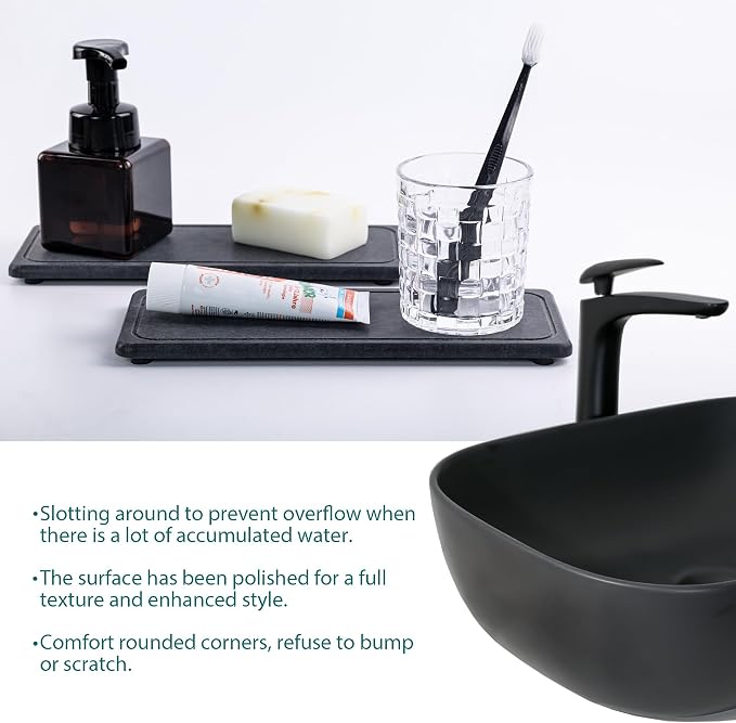 NiuYichee 2 Pcs Water Absorbing Stone Trays, Kitchen/Bathroom Sink Soap Dish - Image 3