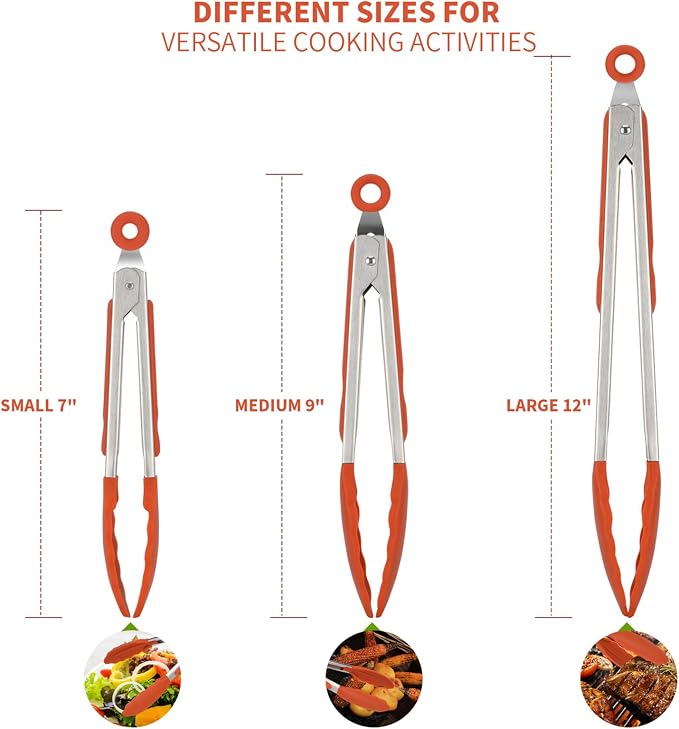 Kitchen Tongs, U-Taste 7/9/12 inches Cooking Tongs, - Image 2