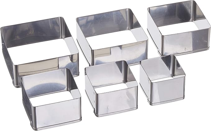 Ateco Plain Edge Square Cutters in Graduated Sizes, Stainless Steel by Ateco