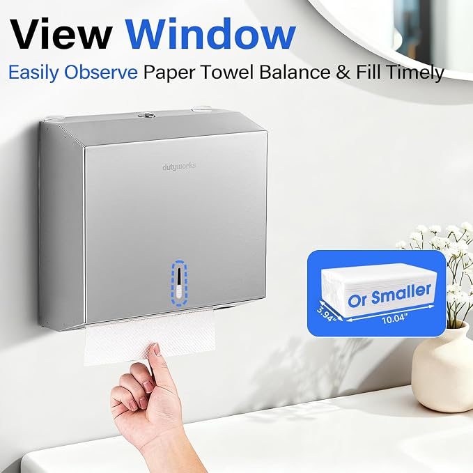 Commercial Paper Towel Dispenser Wall Mount, Stainless Steel C-Fold Multifold - Image 6
