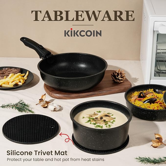 KIKCOIN 22 Pcs Pots and Pans Set Non Stick, Detachable Handle Cookware Sets - Image 7