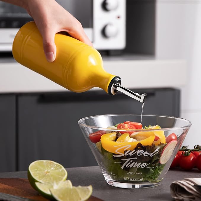 Sweejar Ceramic Olive Oil Dispenser Bottle, Opaque Oil Cruet Protects to Reduce - Image 4