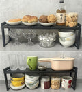 2 Pack Expandable Cabinet Shelf Organizer 16-26" L Stackable Kitchen Counter by Urhomeyplus