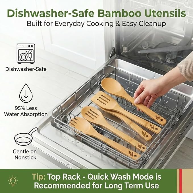Dishwasher Safe Bamboo Wooden Spoons - Image 2