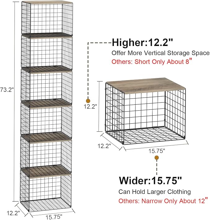 6 Pack Closet Organizers And Storage, Stackable Closet Shelf Organizer Storage - Image 2