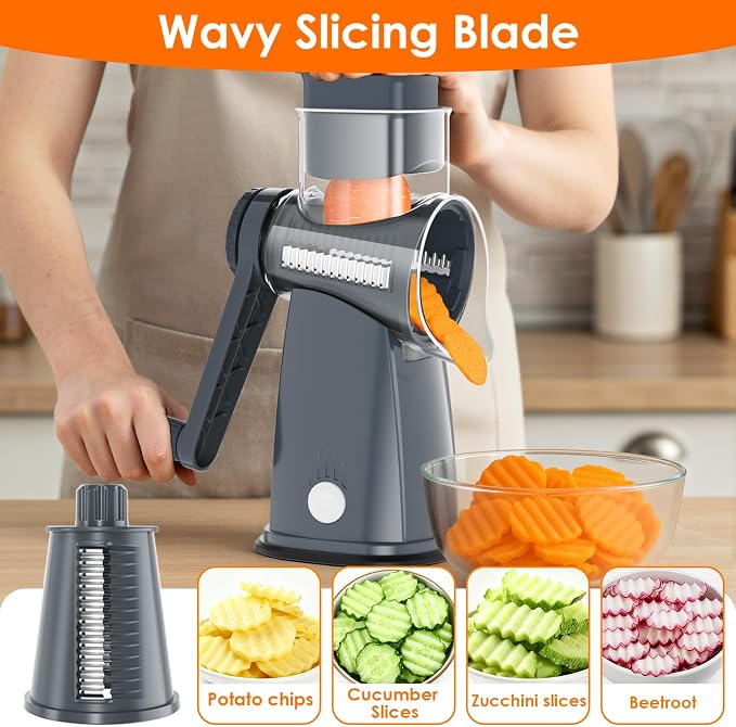MealHelper 5 Blade Rotary Cheese Grater Hand Crank - Image 6