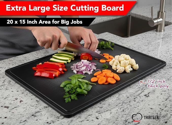 Commercial Grade Large 20 x 15 Black Cutting Board - Image 2