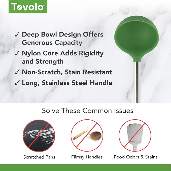 Tovolo Silicone Ladle With Stainless Steel Handle Deep Soup Ladle - Image 3