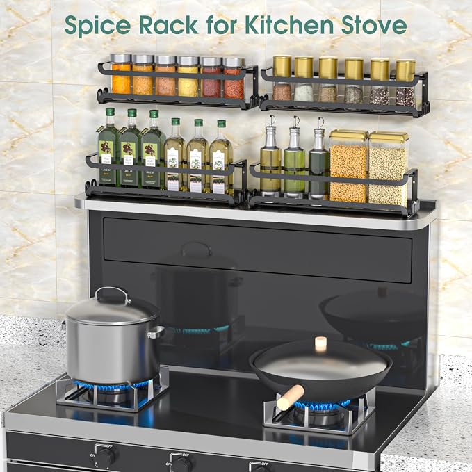 LUCYCAZ 4 Pack Wall Mounted Spice Rack - Image 9