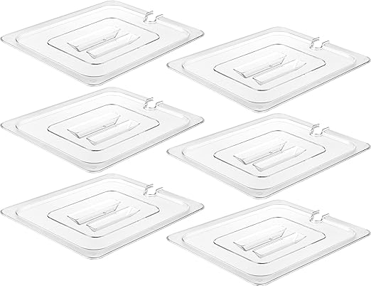 CURTA 6 Pack NSF Notched Food Pan Cover, 1/2 Size Clear Polycarbonate Lid by CURTA